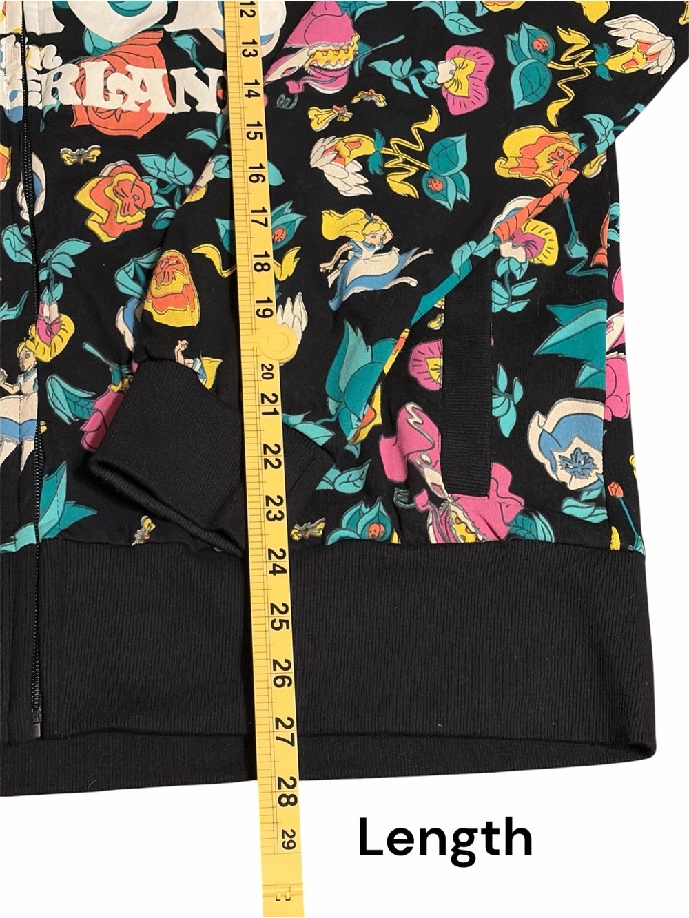 Disney Black Alice in Wonderland Floral Zip Hoodie Jacket - Picture 3 of 7
